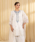 Unstitched Women's Off White Raw Silk 3 Piece Suit
